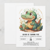 特別な エレガントなワニの誕生日 招待状 (正面/裏面)