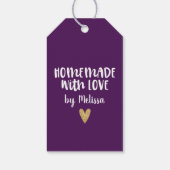 特別な ハート形 紫色 手作り 愛を込めて ギフトタグ (裏面)