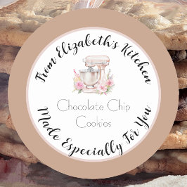 特別にあなたのために ブラウンフラワーミキサー お家で焼いたお菓子ラベル ラウンドシール