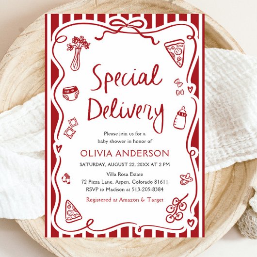 特別イタリアン配送ベビーお洒落シャワー 招待状