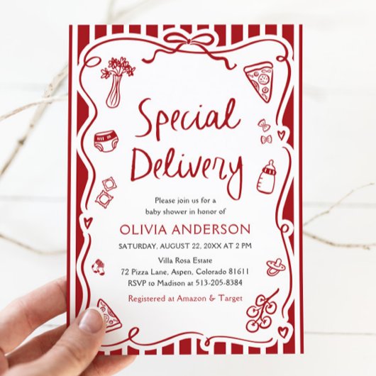 特別イタリアン配送ベビーお洒落シャワー 招待状