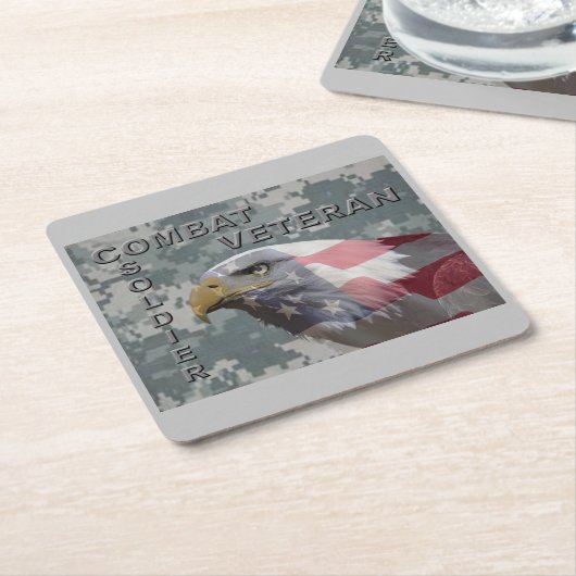 特別デザイン「イーグル&アメリカ退役軍人との戦闘Fla スクエアペーパーコースター (アングル)