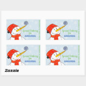 特別デリバリーかわいい雪だるまクリスマスプレゼント 長方形シール (シート)