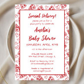 特別デリバリーイタリアンピザパーティーベビーシャワー 招待状