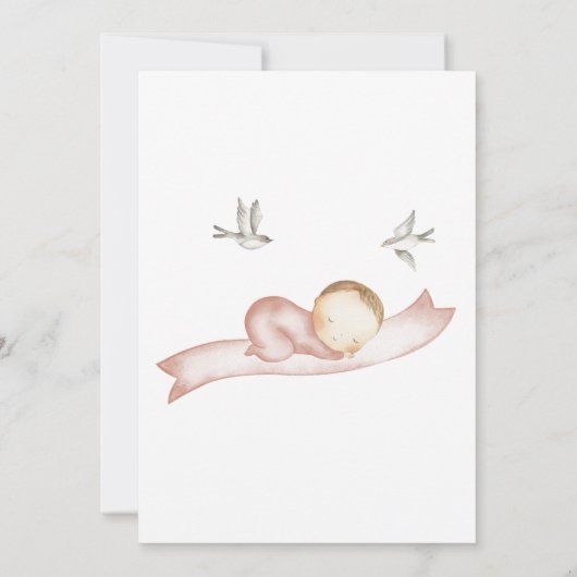 特別デリバリーストークピンク赤ちゃん女の子の赤ちゃんシャワー 招待状 (裏面)