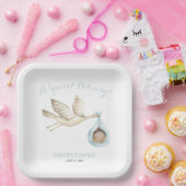 特別デリバリーストークブルー男の赤ちゃんベビーシャワー ペーパープレート (パーティー)