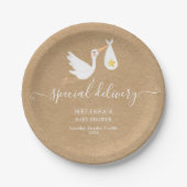 特別デリバリーストーク星ベビーシャワー素朴 ペーパープレート (正面)