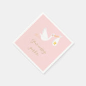 特別デリバリーストーク赤ちゃん女の子ピンクシャワー スタンダードカクテルナプキン (角)