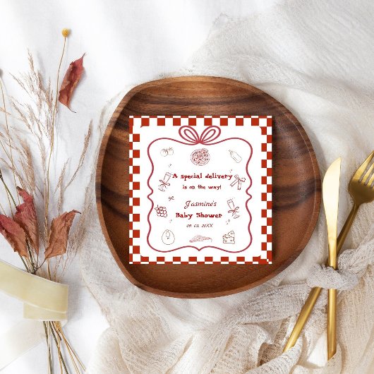 特別デリバリーピザベビーシャワーパーティー スタンダードカクテルナプキン