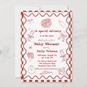 特別デリバリーピザベビーシャワーパーティー 招待状 (正面)