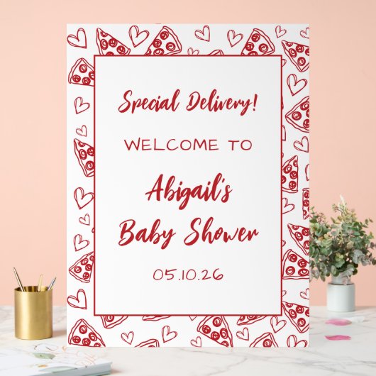 特別デリバリーピザ赤ちゃんシャワー歓迎サイン アクリルサイン (ウェディング)