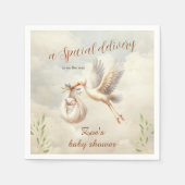 特別デリバリ男女兼用ストーク赤ちゃんシャワー スタンダードカクテルナプキン (正面)
