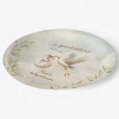 特別デリバリ男女兼用ストーク赤ちゃんシャワー ペーパープレート (アングル)