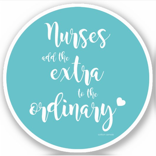 特別ナース引用文ティール（緑がかった色）のナース日 シール (正面)