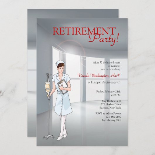 特別ナース退職パーティの招待状 招待状 (正面/裏面)