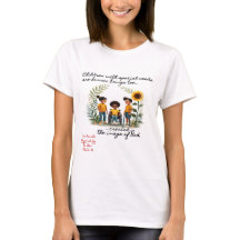 特別ニーズTシャツを着た子どもの育成