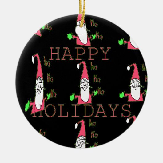 特別ハッピーホリデイズホーホホホインクスケッチサンタ セラミックオーナメント (正面)