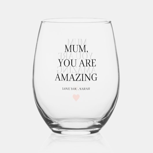 特別パーソナライズされたなママ素晴らしいギフト ステムなしワイングラス (裏面)