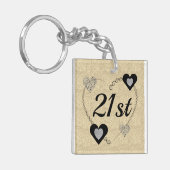 特別パーソナライズされた誕生日キーリング21日 キーホルダー (正面左)