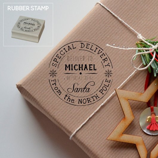 特別パーソナライズされた配送ノースポールサンタ ラバースタンプ