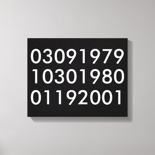 特別モダンな日付 キャンバスプリント (正面)