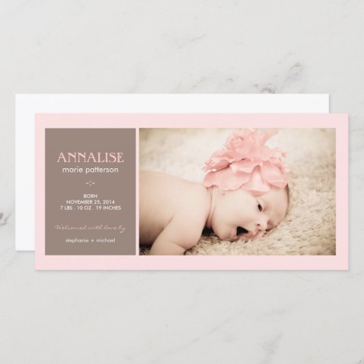 特別モーメント写真ベビーガール誕生のお知らせ 案内状 (正面/裏面)