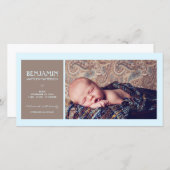 特別モーメント写真男の赤ちゃん誕生発表 案内状 (正面/裏面)