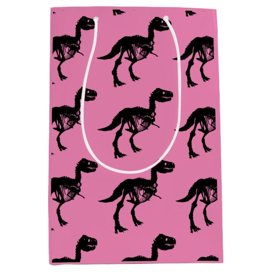 特別ユニークな恐竜の骨格抱き枕 ミディアムペーパーバッグ (正面)