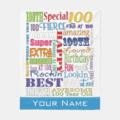 特別ユニーク100歳の誕生日パーティギフト フリースブランケット (正面)