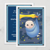 特別出産のお知らせ スタorkバンドル 男の子 ベビーシャワー 招待状 (正面/裏面)