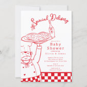 特別出荷のピザベイビーシャワー招待状 招待状 (正面)