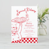 特別出荷のピザベイビーシャワー招待状 招待状 (スタンド正面)