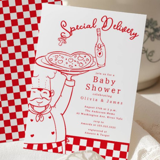 特別出荷のピザベイビーシャワー招待状 招待状