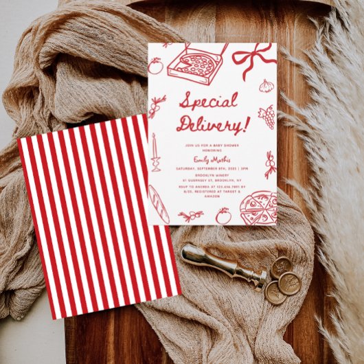 特別出荷のピザベイビーシャワー 招待状