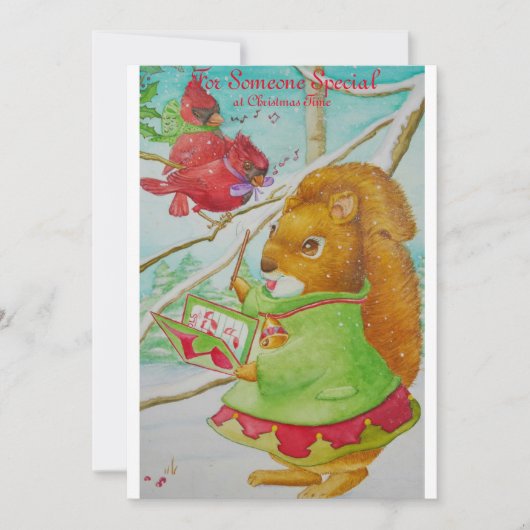 特別小さな女の子クリスマスカード。 サンキューカード (正面)