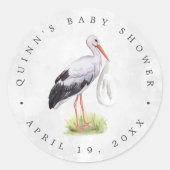 特別引渡し | Stork Baby Shower Favor Sticker ラウンドシール (正面)