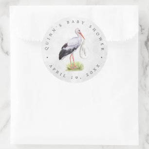 特別引渡し Stork Baby Shower Favor Sticker ラウンドシール