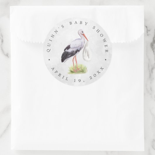 特別引渡し | Stork Baby Shower Favor Sticker ラウンドシール (バッグ)