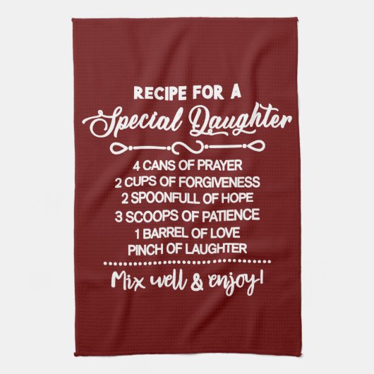 特別感動的な娘のレシピ キッチンタオル (縦)