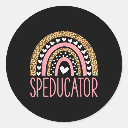 特別支援学級担任 - Speducator ハート - Speducator レインボー ラウンドシール (正面)