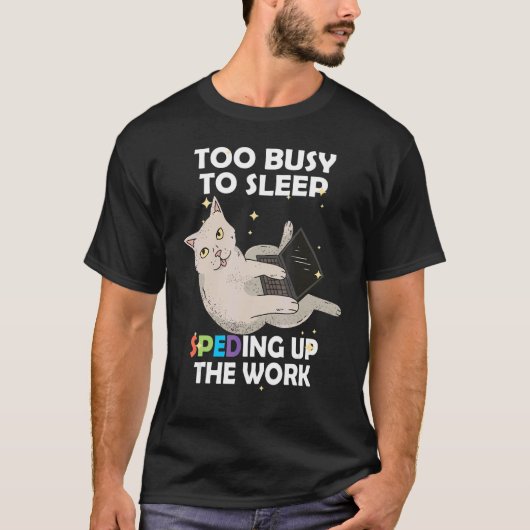 特別支援教育の猫とコンピューターの先生 SPED E Tシャツ (正面)