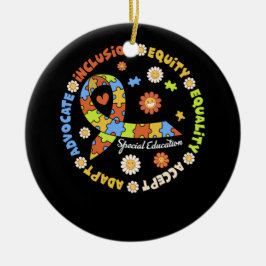 特別教育先生感動的自閉症あわ セラミックオーナメント