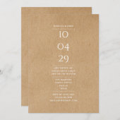 特別日モダンシンプル婚約パーティ素朴 招待状 (正面/裏面)