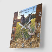 特別注文、チェイスとチャーリー馬時計 スクエア壁時計 (傾斜)