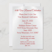 特別注文 40周年 誕生日招待状 アリス 招待状 (裏面)