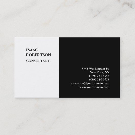 特別独占的プレーン白黒トレンディー 名刺 (正面)