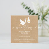 特別素朴配送ストークベビー散水シャワー 招待状 (スタンド正面)