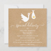 特別素朴配送ストークベビー散水シャワー 招待状 (正面)