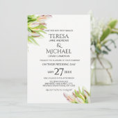 特別結婚式、ピンクと緑のチューリップ絵画ズ 招待状 (スタンド正面)