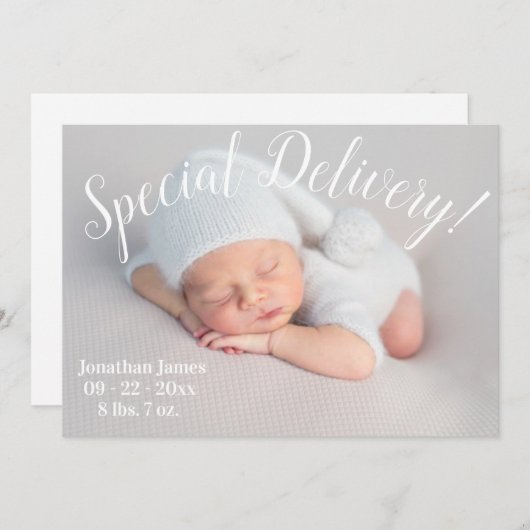 特別配信フォトスクリプト男女兼用誕生 案内状 (正面/裏面)